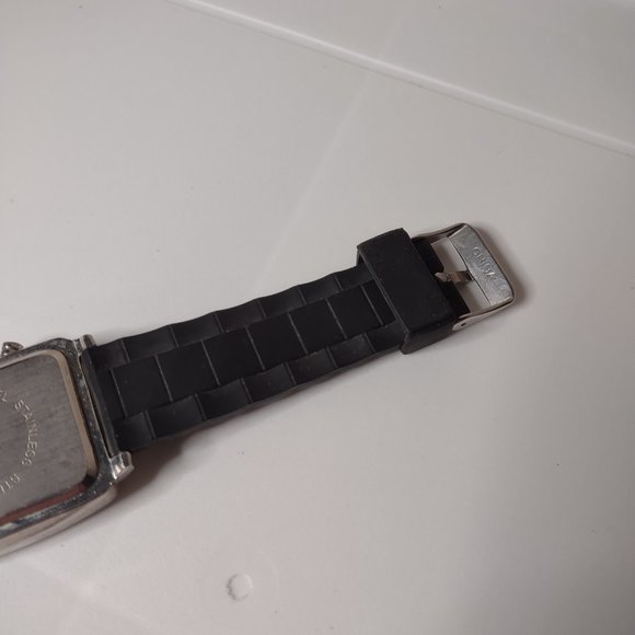 Large Rectangular Watch With Black Rubber Band - Picture 10 of 14